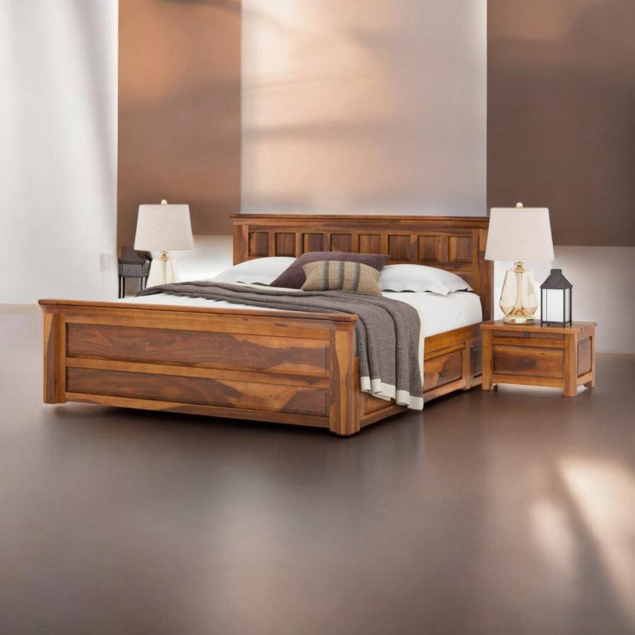SHEESHAM WOOD DROWERS STORAGE BED
