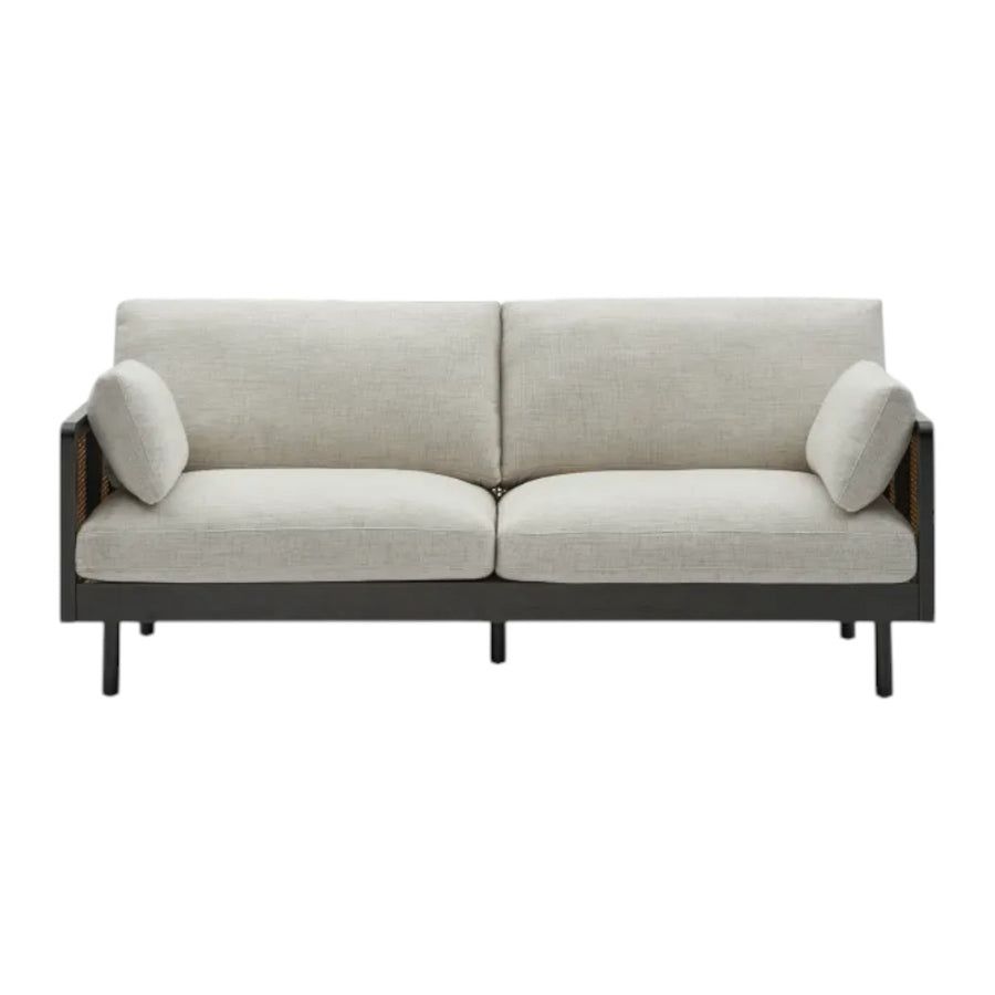 CP SOLID TEAK WOOD & RATTAN 3 SEATER SOFA
