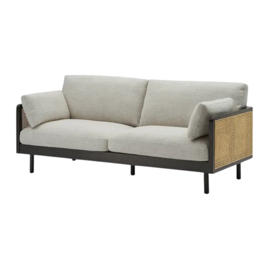 CP SOLID TEAK WOOD & RATTAN 3 SEATER SOFA
