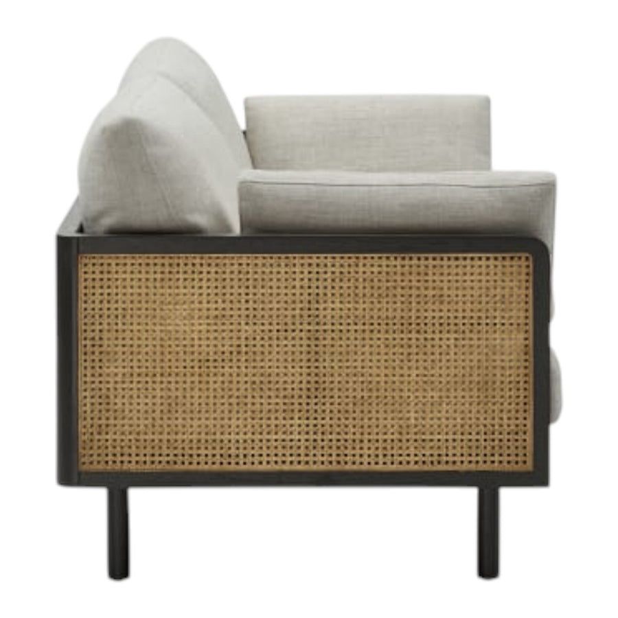 CP SOLID TEAK WOOD & RATTAN 3 SEATER SOFA