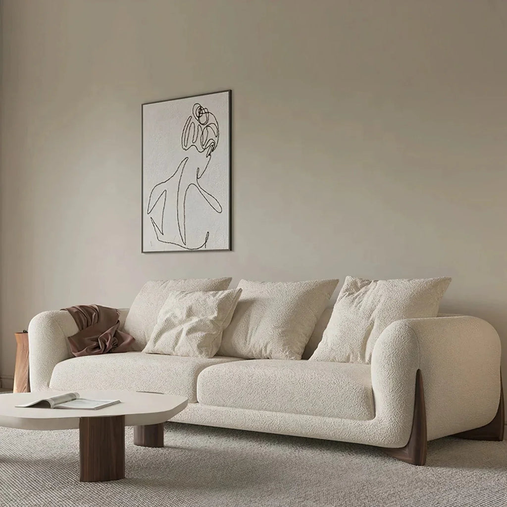 EDER 3 SEATER BOUCLE & WALNUT WOOD SOFA Regular price