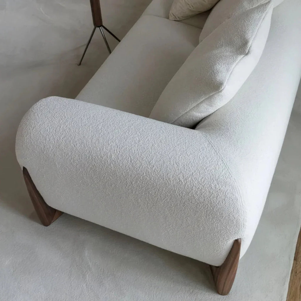EDER 3 SEATER BOUCLE & WALNUT WOOD SOFA Regular price