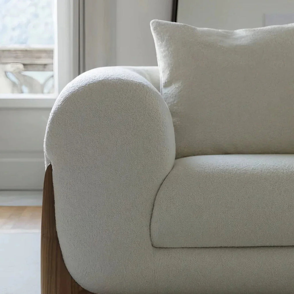 EDER 3 SEATER BOUCLE & WALNUT WOOD SOFA Regular price