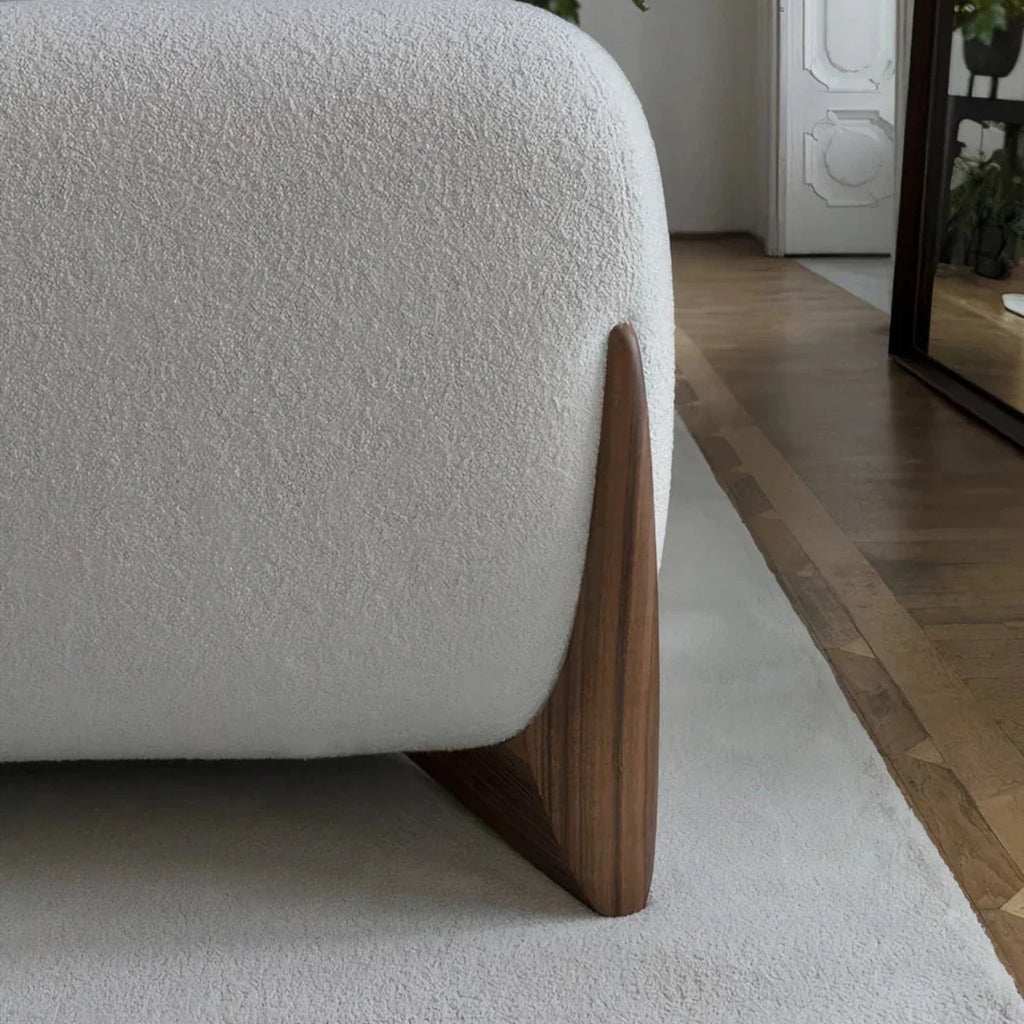 EDER 3 SEATER BOUCLE & WALNUT WOOD SOFA Regular price