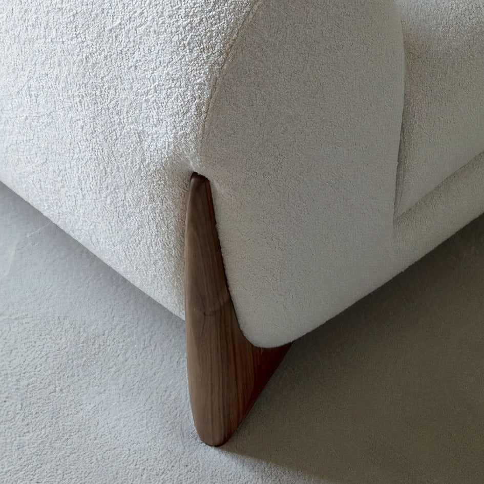 EDER 3 SEATER BOUCLE & WALNUT WOOD SOFA Regular price