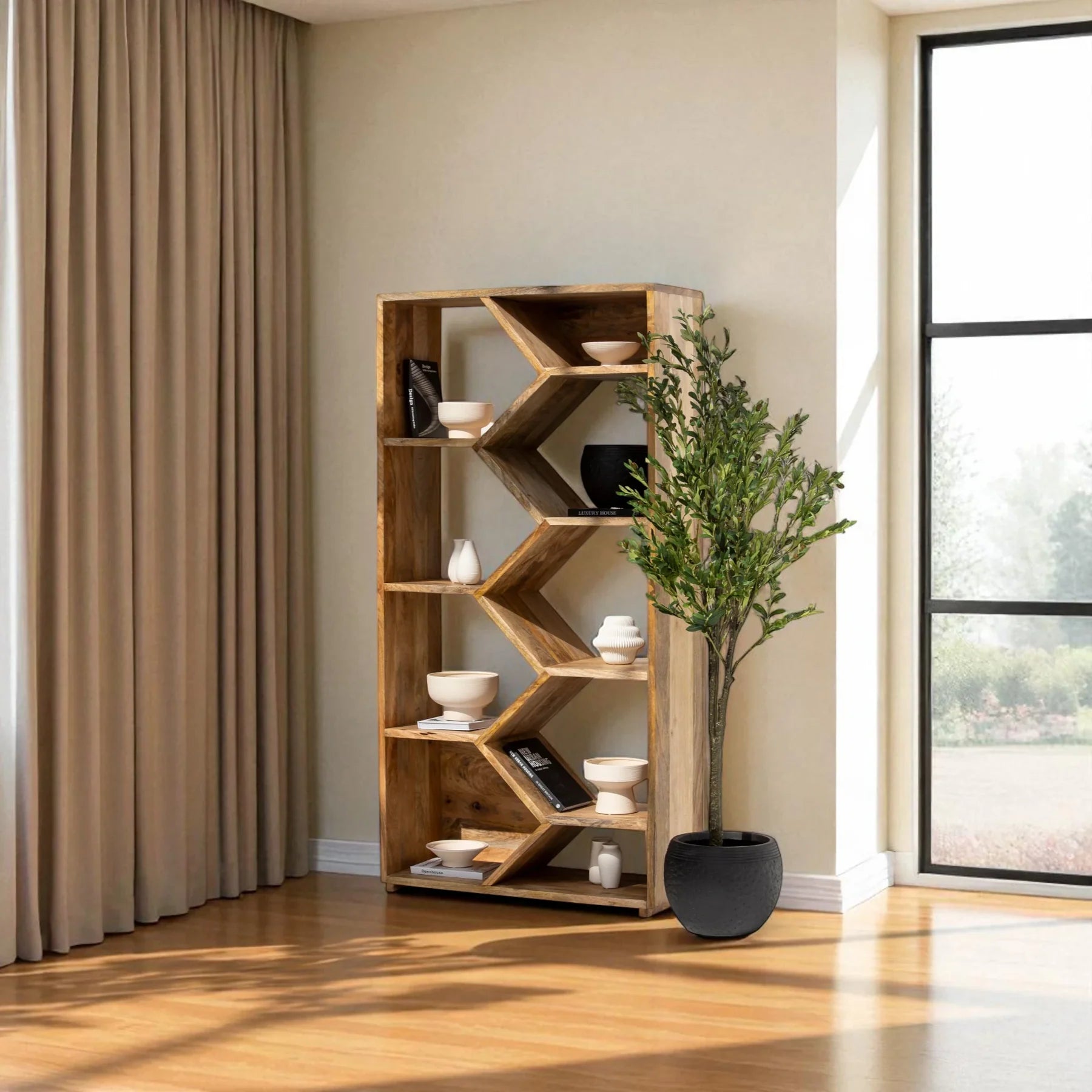 Unique Wooden Display Shelves Unit