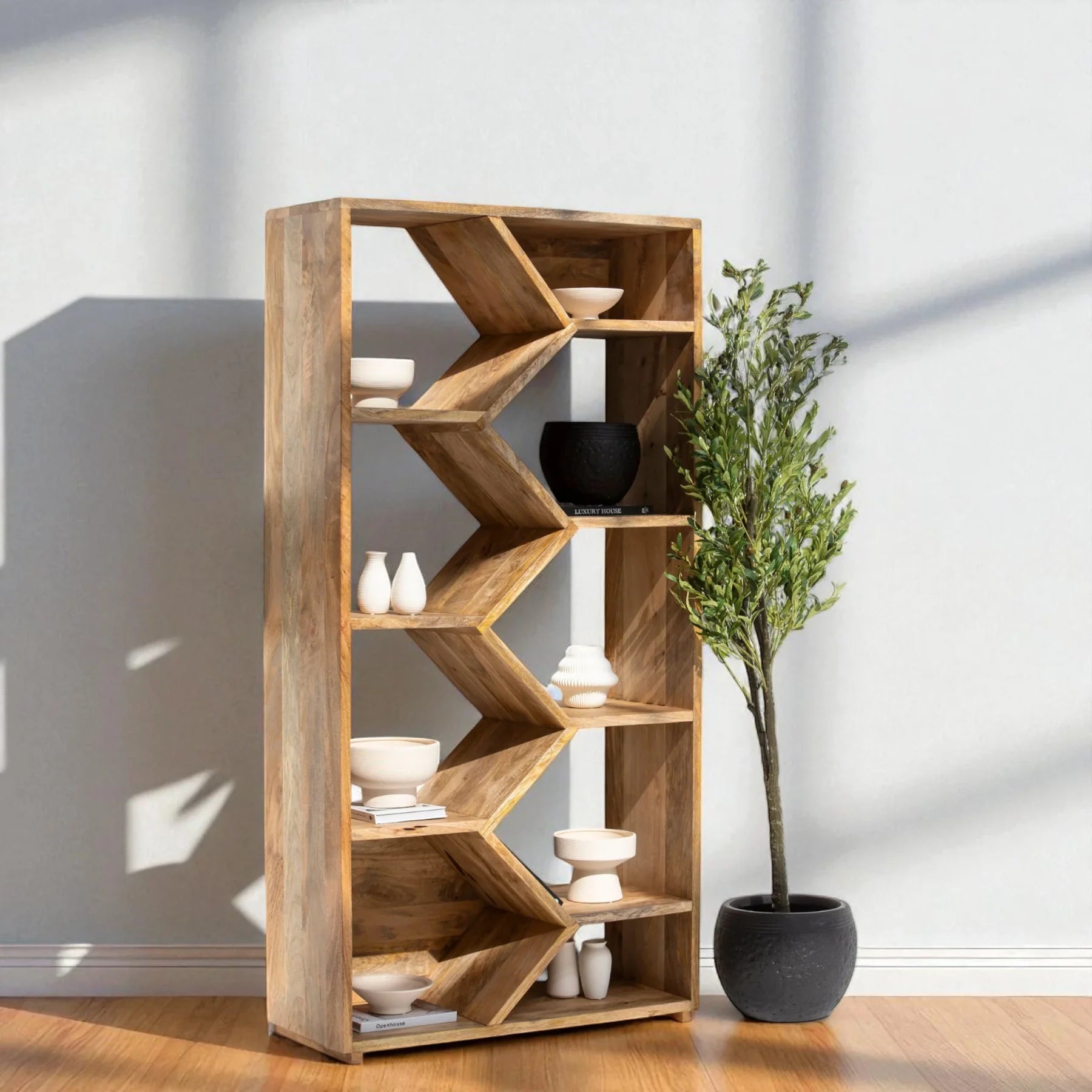 Unique Wooden Display Shelves Unit
