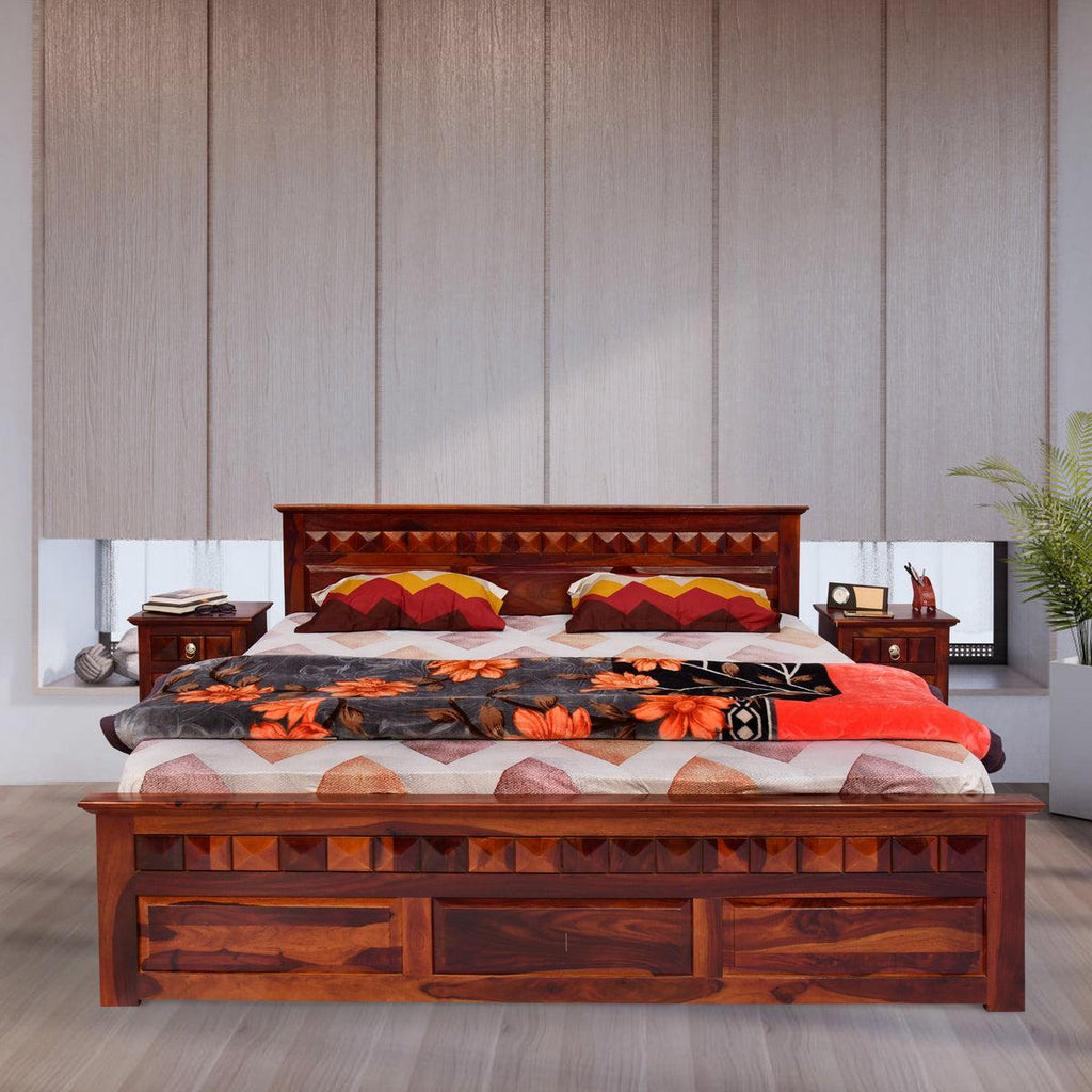 WOODEN KING SIZE BED WITHOUT STORAGE FOR BEDROOM