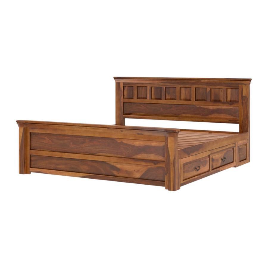 SHEESHAM WOOD DROWERS STORAGE BED
