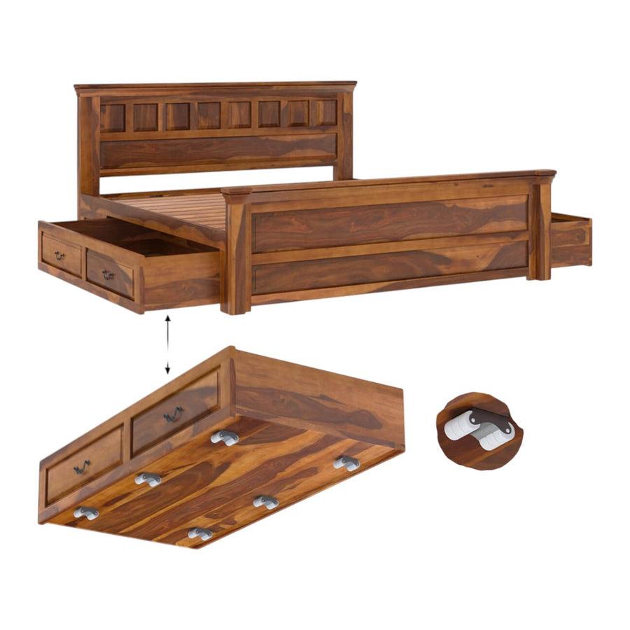 SHEESHAM WOOD DROWERS STORAGE BED