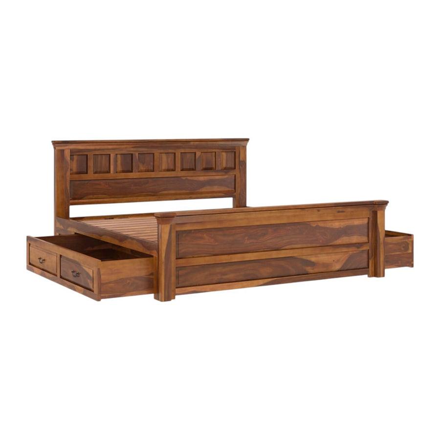 SHEESHAM WOOD DROWERS STORAGE BED