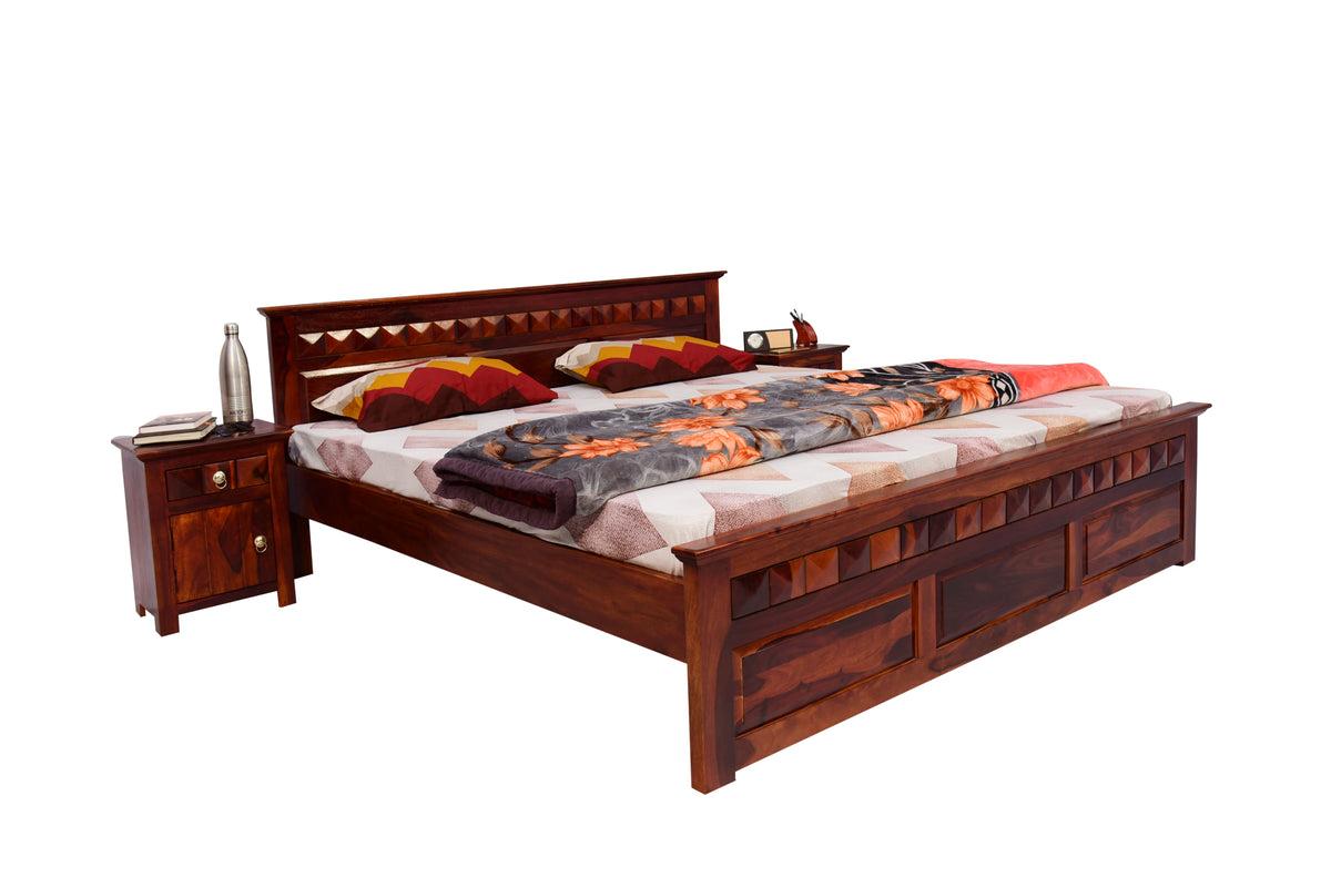 WOODEN KING SIZE BED WITHOUT STORAGE FOR BEDROOM