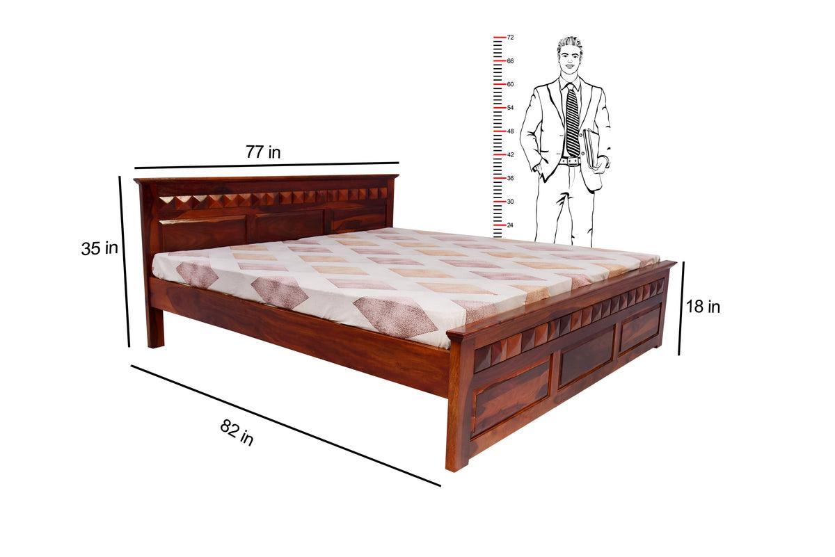 WOODEN KING SIZE BED WITHOUT STORAGE FOR BEDROOM