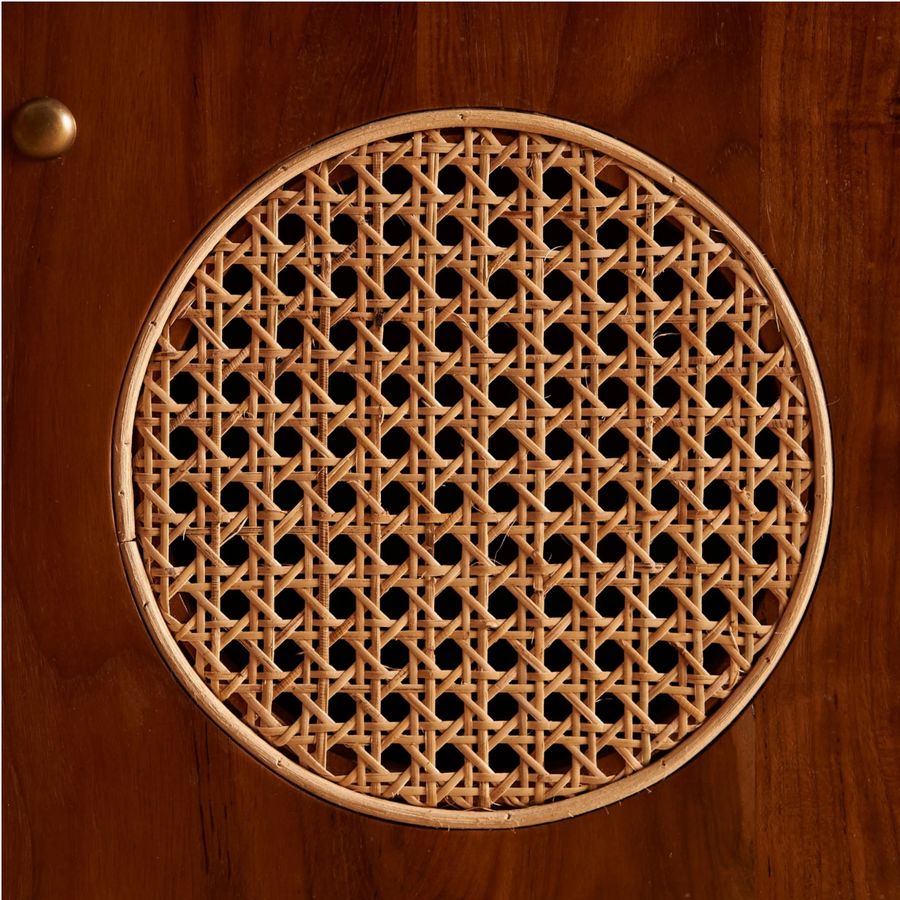 JODHPUR VRIKSH TEAK WOOD & RATTAN TV UNIT MIDEA CANSOLE