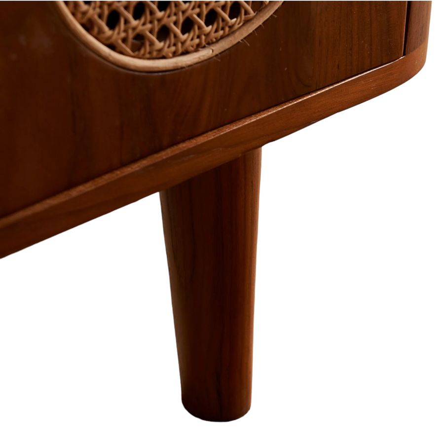 JODHPUR VRIKSH TEAK WOOD & RATTAN TV UNIT MIDEA CANSOLE