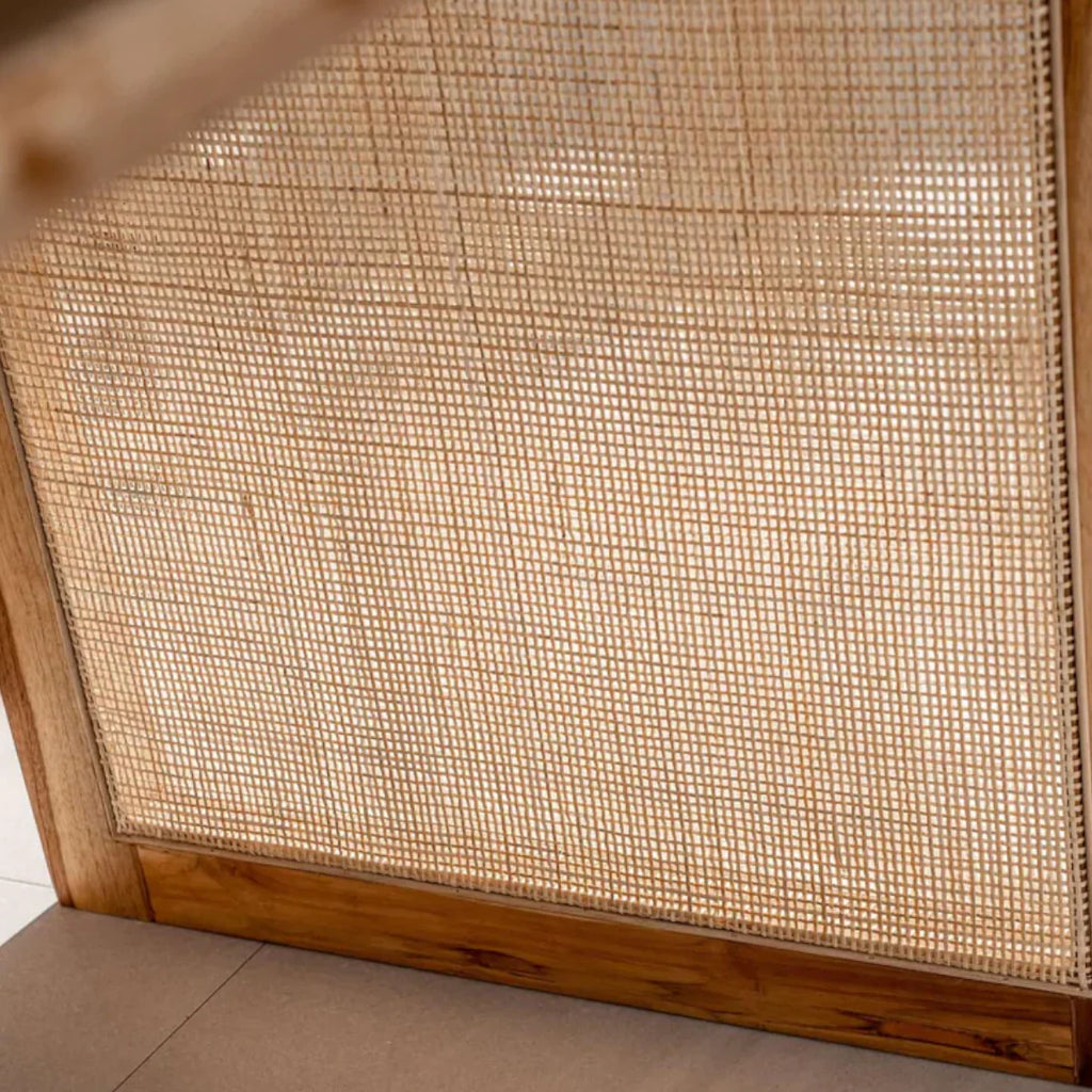 6 Seater Teak Wood & Rattan Dining Table