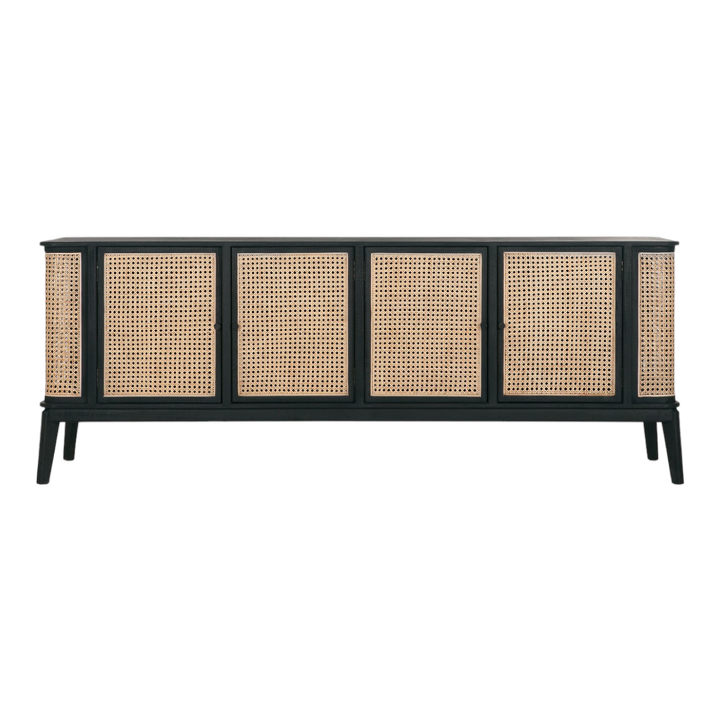Jenae Mango Wood & Rattan Sideboard Black