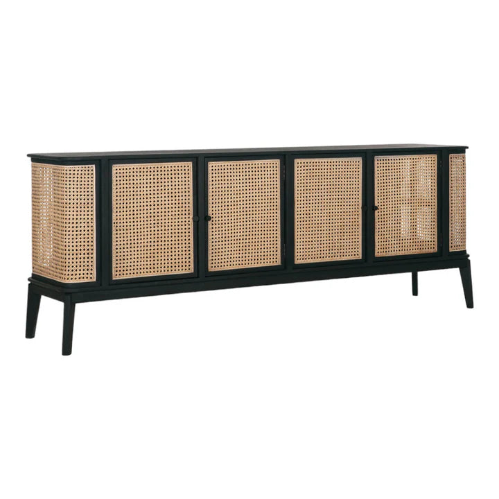 Jenae Mango Wood & Rattan Sideboard Black