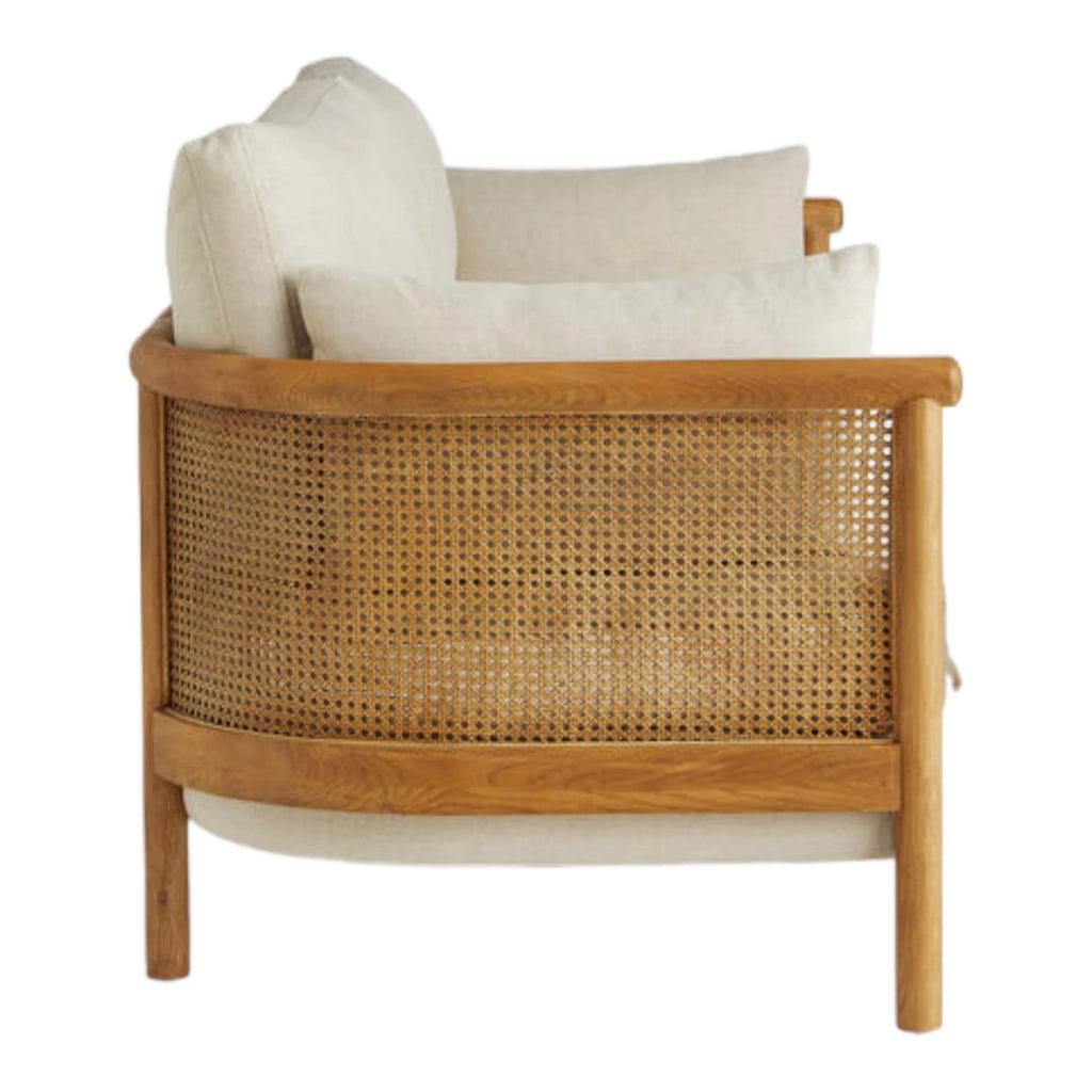 Manora 3 Seater Oak Wood & Rattan Sofa