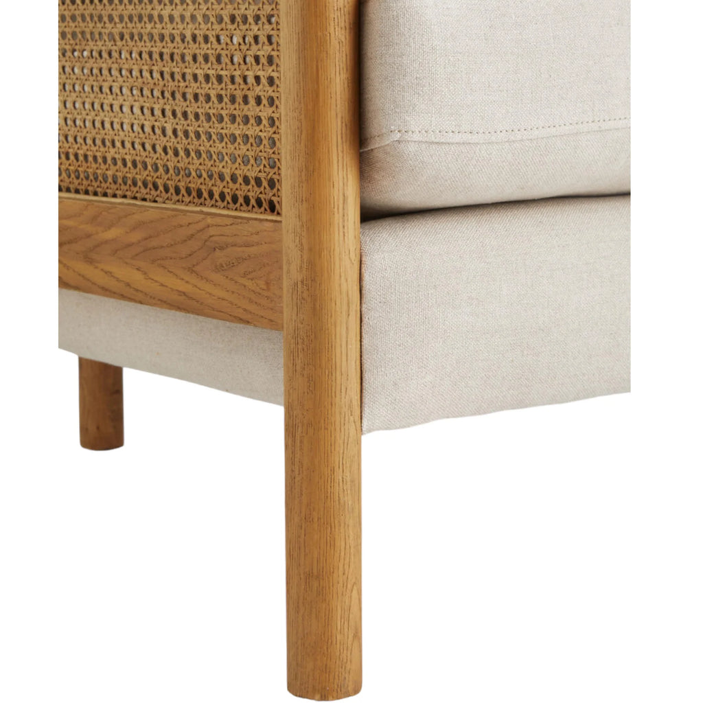 Manora 3 Seater Oak Wood & Rattan Sofa